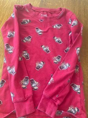 Polo Ralph Lauren Red Bear Print Long Sleeve Shirt Sz 8